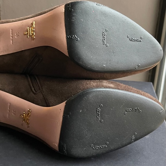 Prada Chocolate Brown Ankle Boots size 39 new heels soles in pristine condition - Picture 12 of 14